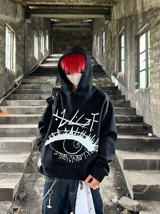 Eye Art Print Oversize Hoodie WN24083
