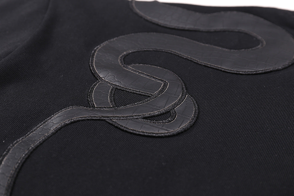 Snake Embroidery Oversize Short Sleeve T-Shirt WN18526