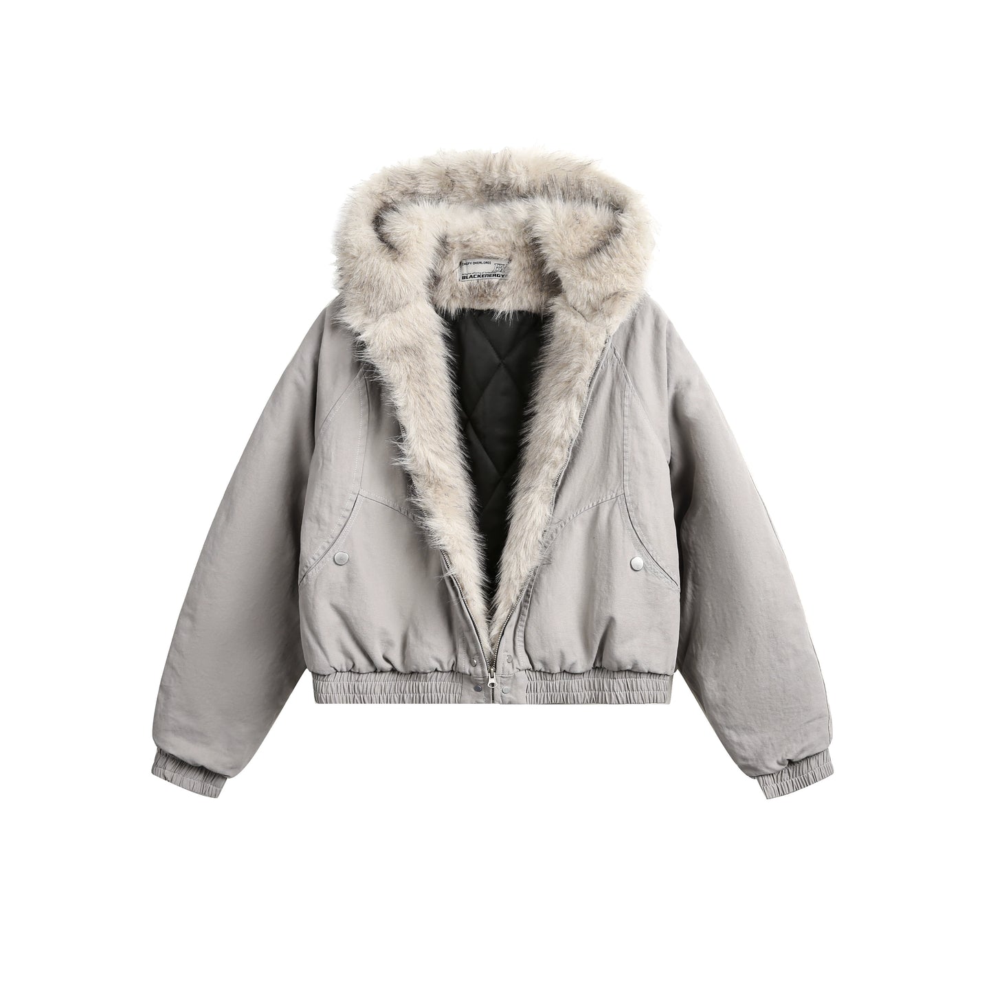 Hooded Fake Fur Canvas Padded Jacket WN22231