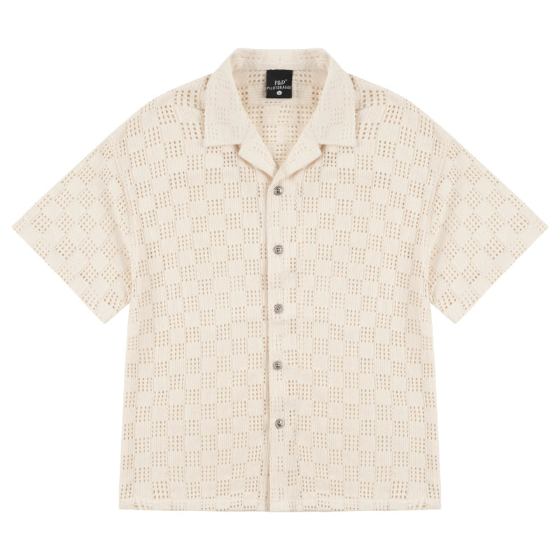 Cutout Cuban-Collar Short Sleeve Shirt WN17477