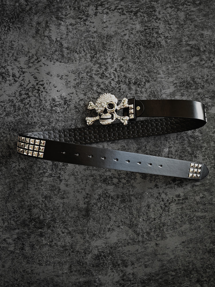 Rhinestone Skull Studs Belt WN16076