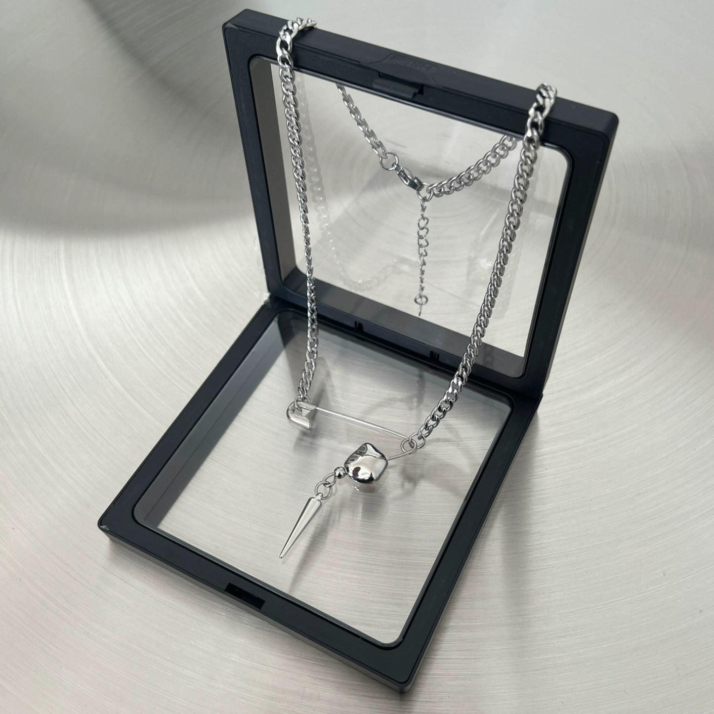 Safety Pin Rivet Punk Necklace WN19213