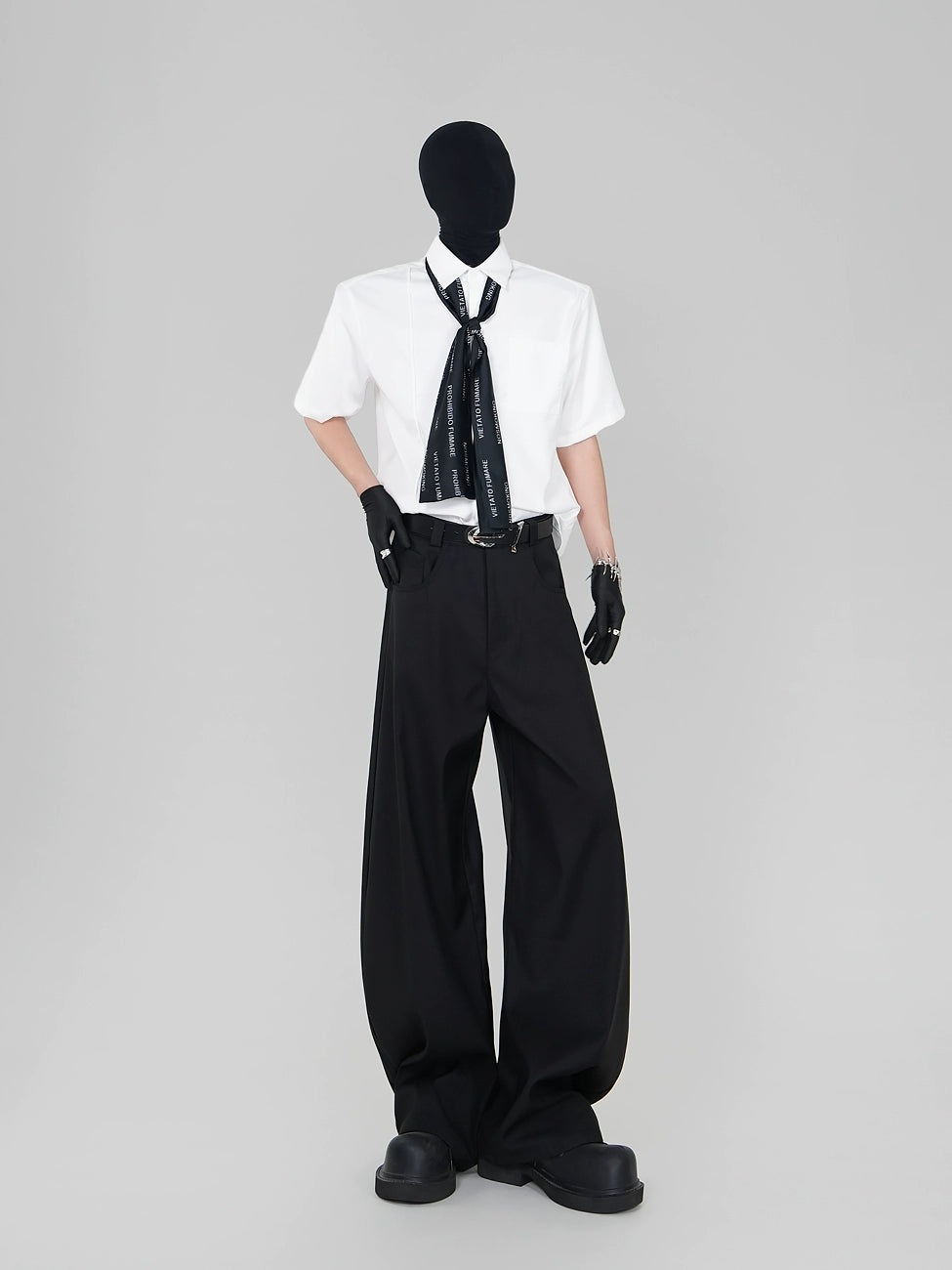 Oversize Short Sleeve Shirt & Curved Wide Leg Trousers Setup WN17445
