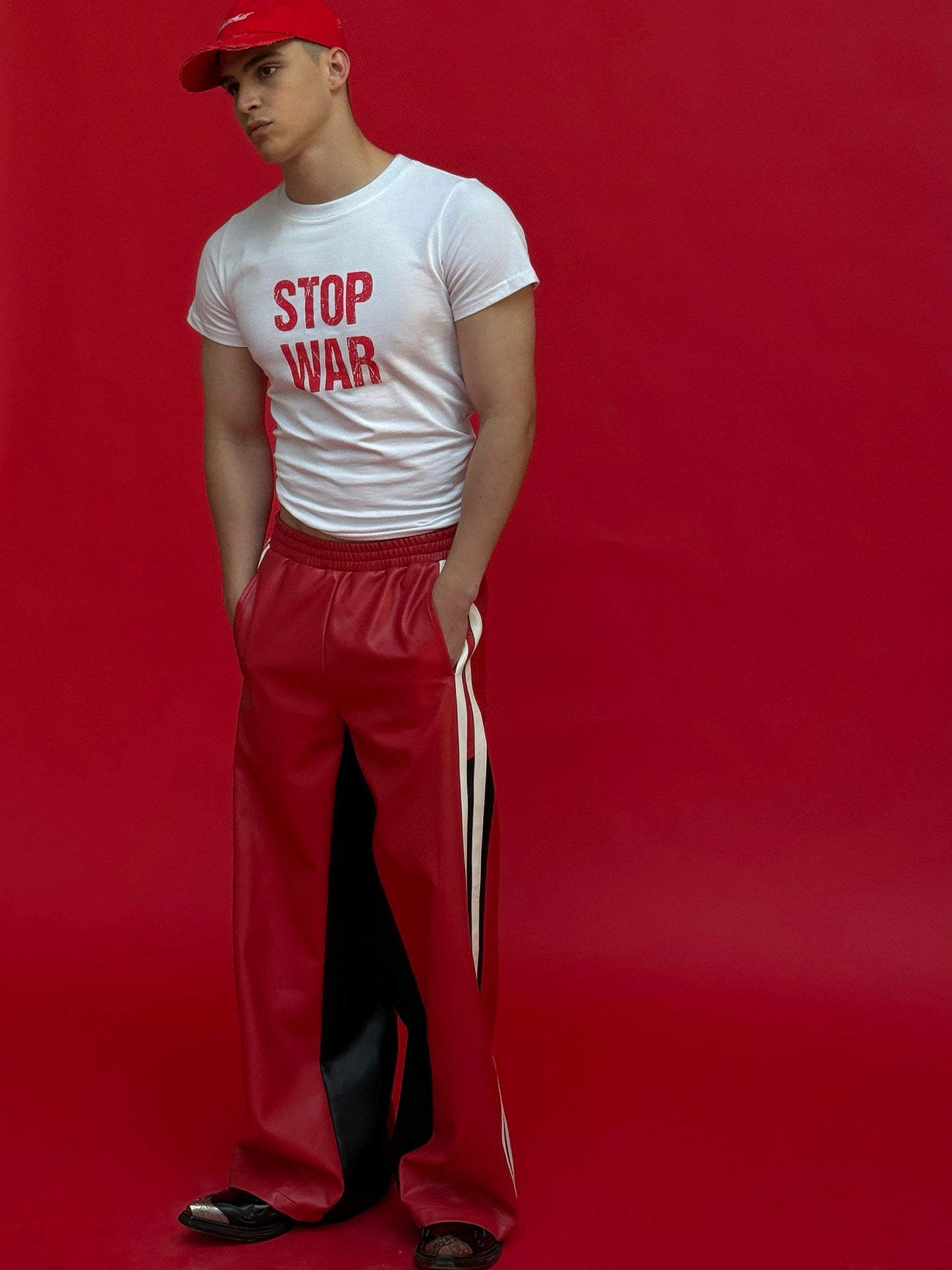 High-Waist Wide Leg PU Leather Pants WN15167