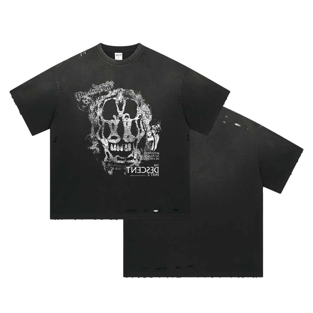 Graphic Print White Ink Digital Spray Short Sleeve T-Shirt WN16277