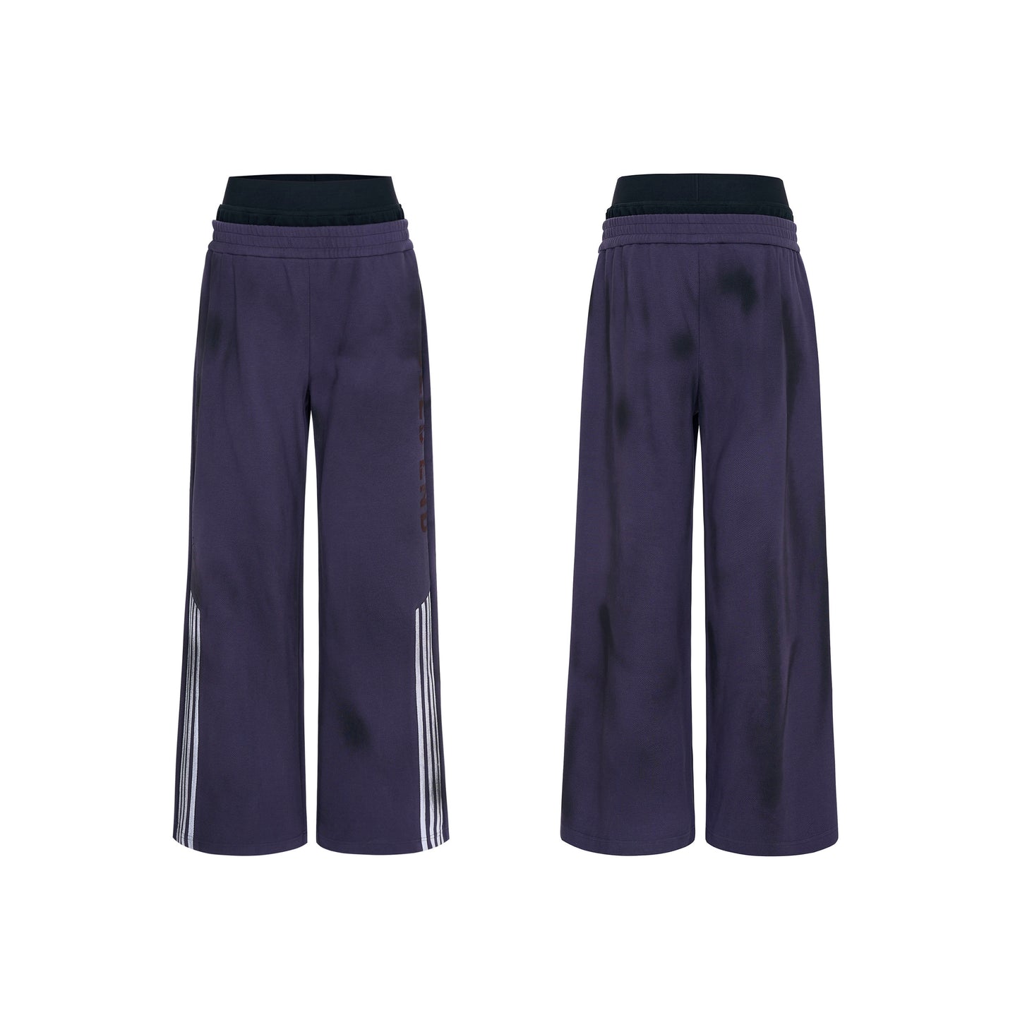 Four Stripe Damage Badge Embroidery Double Layer Hooded Jacket & Sporty Pants Setup WN23269