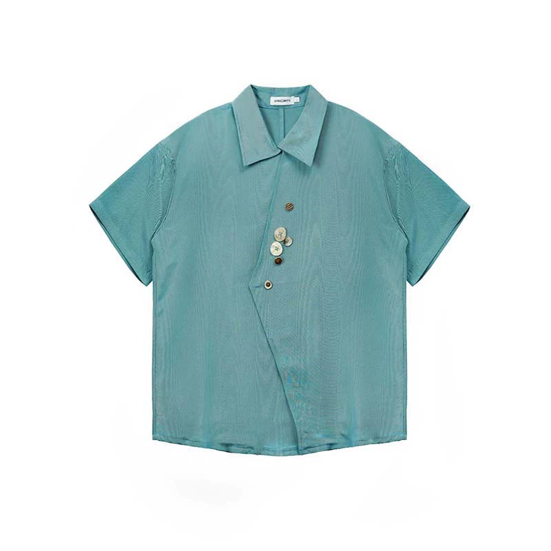 Irregular Ripple Design Short Sleeve Shirt WN19018