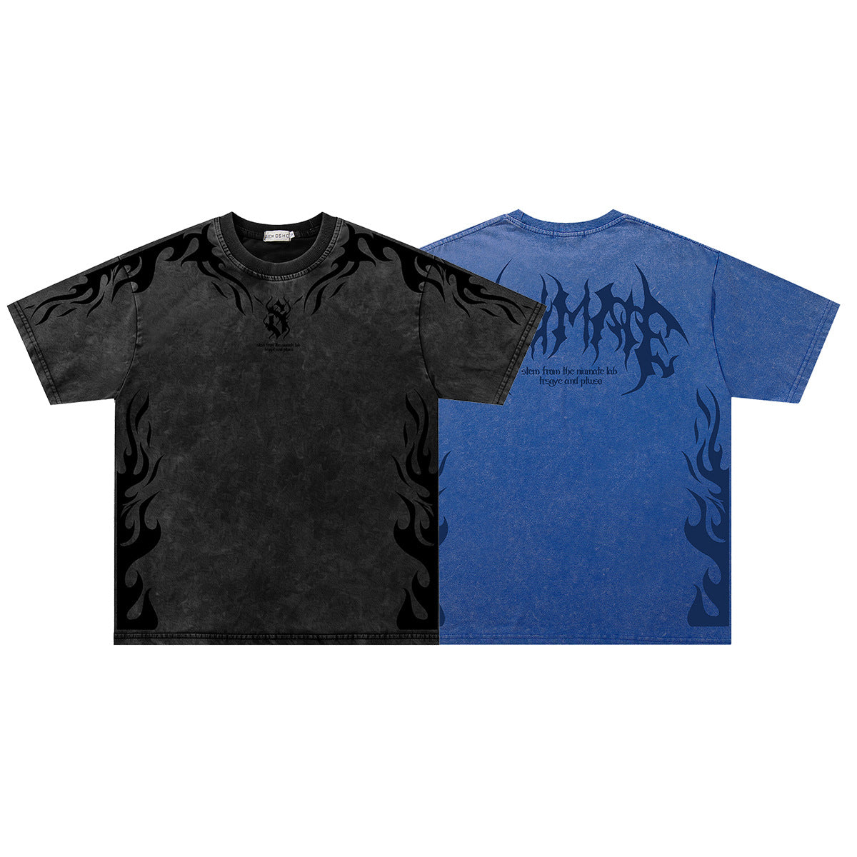 Washed Flame Print Oversize Short Sleeve T-Shirt WN26907
