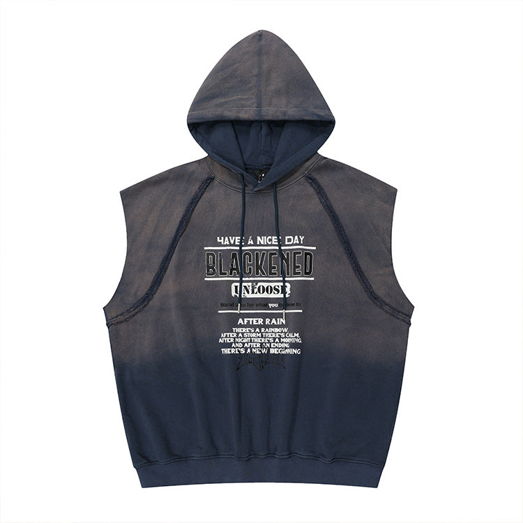 Washed Sleeveless Hooded Sleevelese Top WN12304