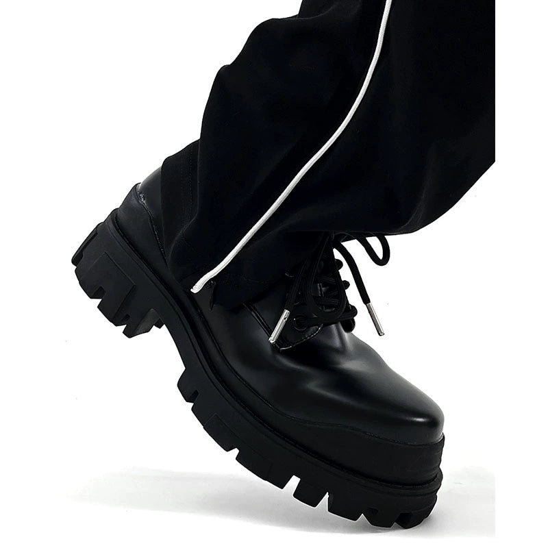 Matte Leather Round-Toe Thick Sole Derby Shoes WN19133