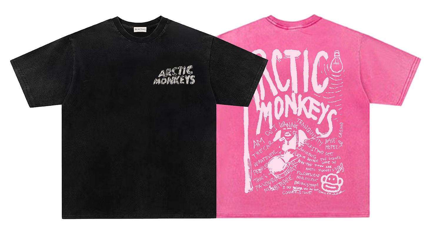 Washed Letter Print Short Sleeve T-Shirt WN26761
