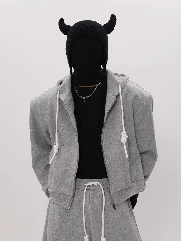 Hand-Woven Rope Zipper Hoodie & Pants Setup WN18603