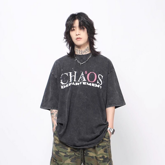 Vintage Washed Oversize Cross Graphic Short Sleeve T-Shirt WN24430