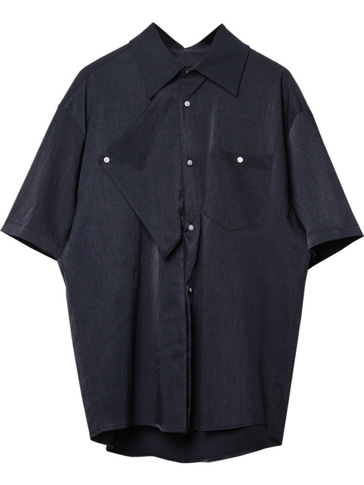 Asymmetric Deconstruct Short Sleeve Shirt WN22501