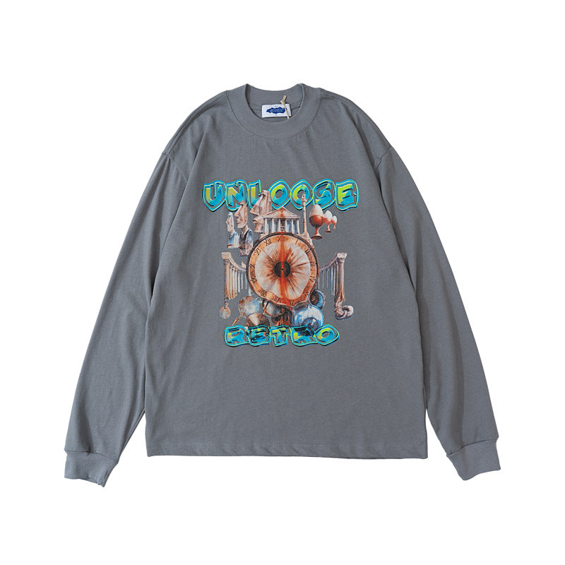 Clock Graphic Oversize Long Sleeve T-Shirt WN12548