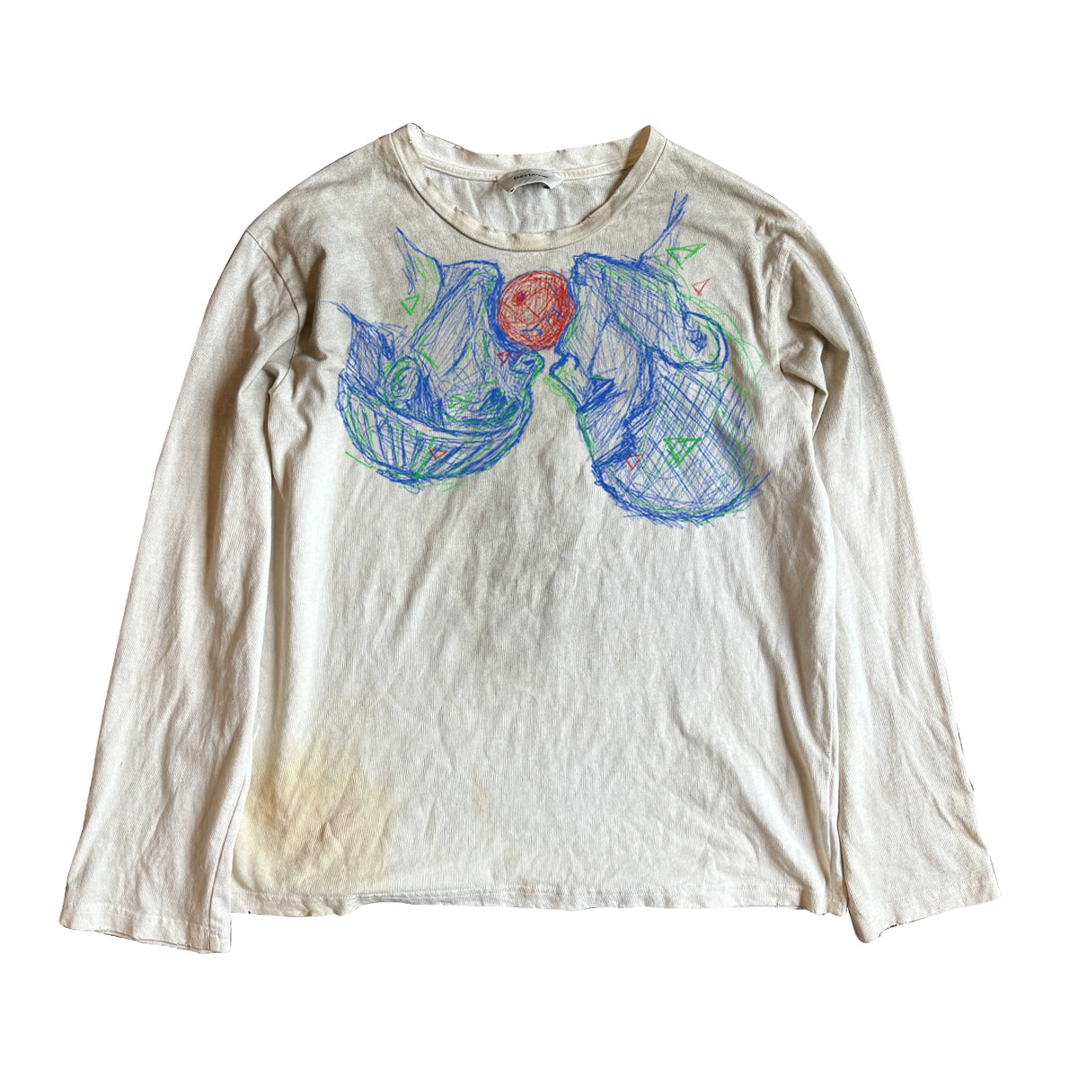 Washed Illustration Design Long Sleeve T-Shirt WN16846