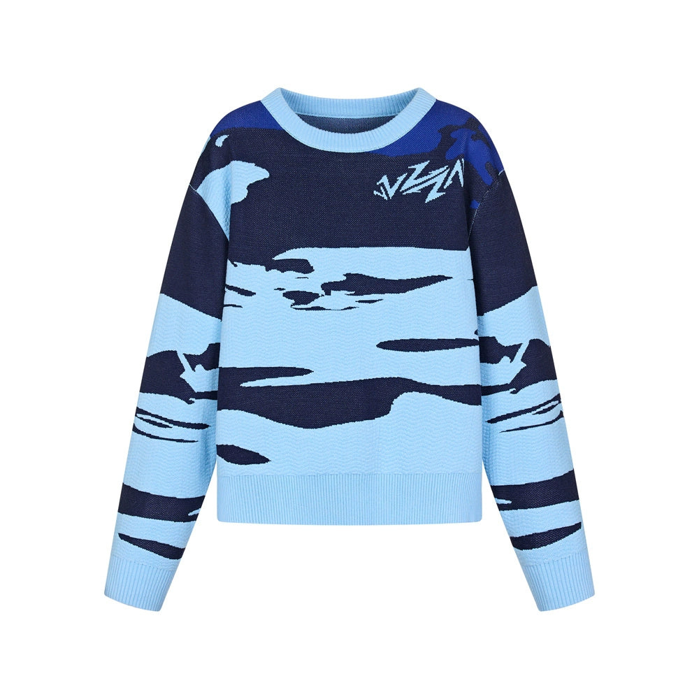 Contrast Color Jacquard Knit Sweater WN21009