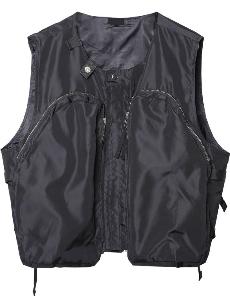 Functional Zipper Multi-Pocket Sleeveless Vest WN22520