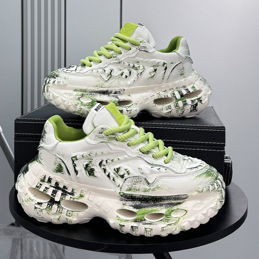 Paint Graffiti Print Chunky Sole Sneakers WN24657