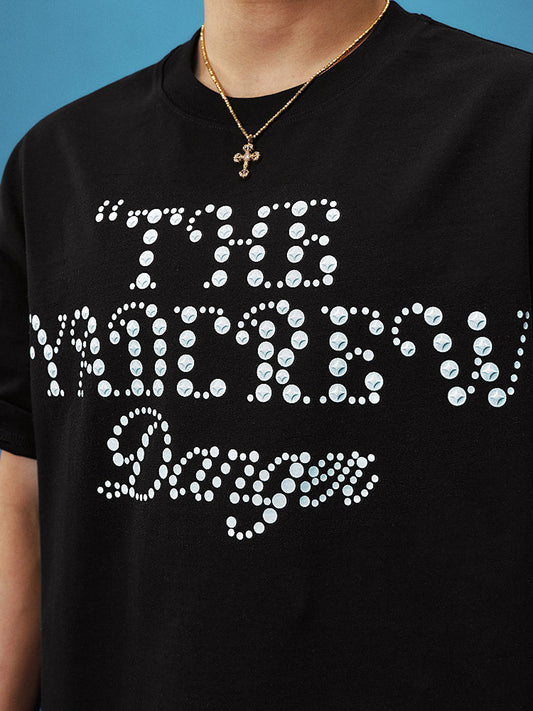 Rhinestone Letter Print Short Sleeve T-Shirt WN23245