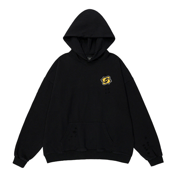 Washed Damage Oversize Pullover Hoodie WN12538