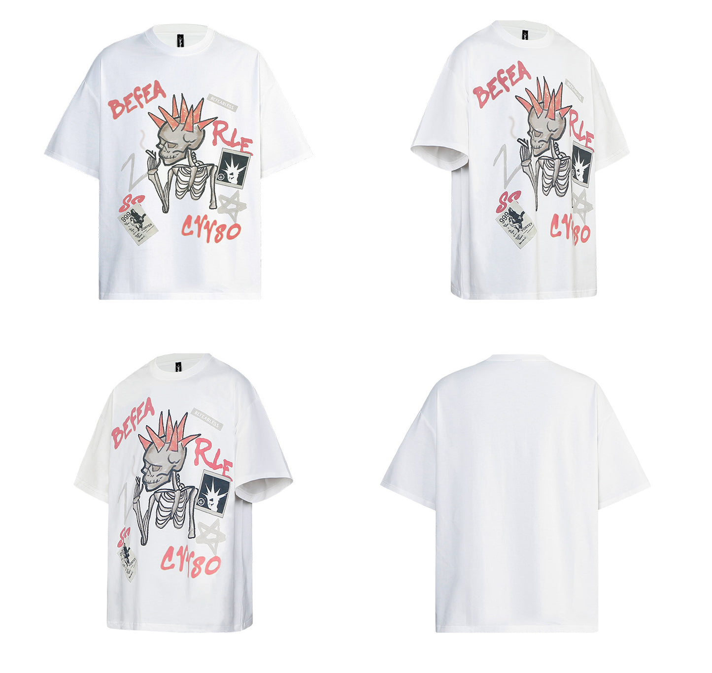 Skeleton Letter Print Short Sleeve T-Shirt WN26204
