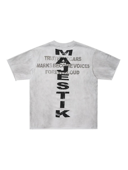 Washed Art Graphic Print Short Sleeve T-Shirt WN27822