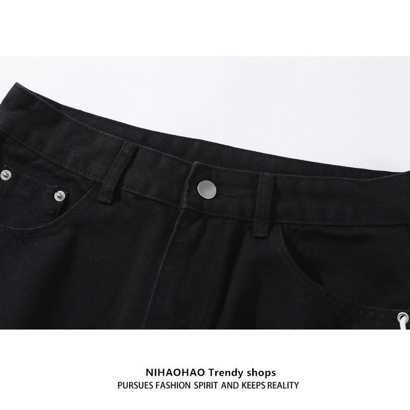 Drawstring Design Denim Jeans WN5470