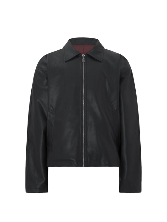 Turn-Down Collar PU Leather Jacket WN26269