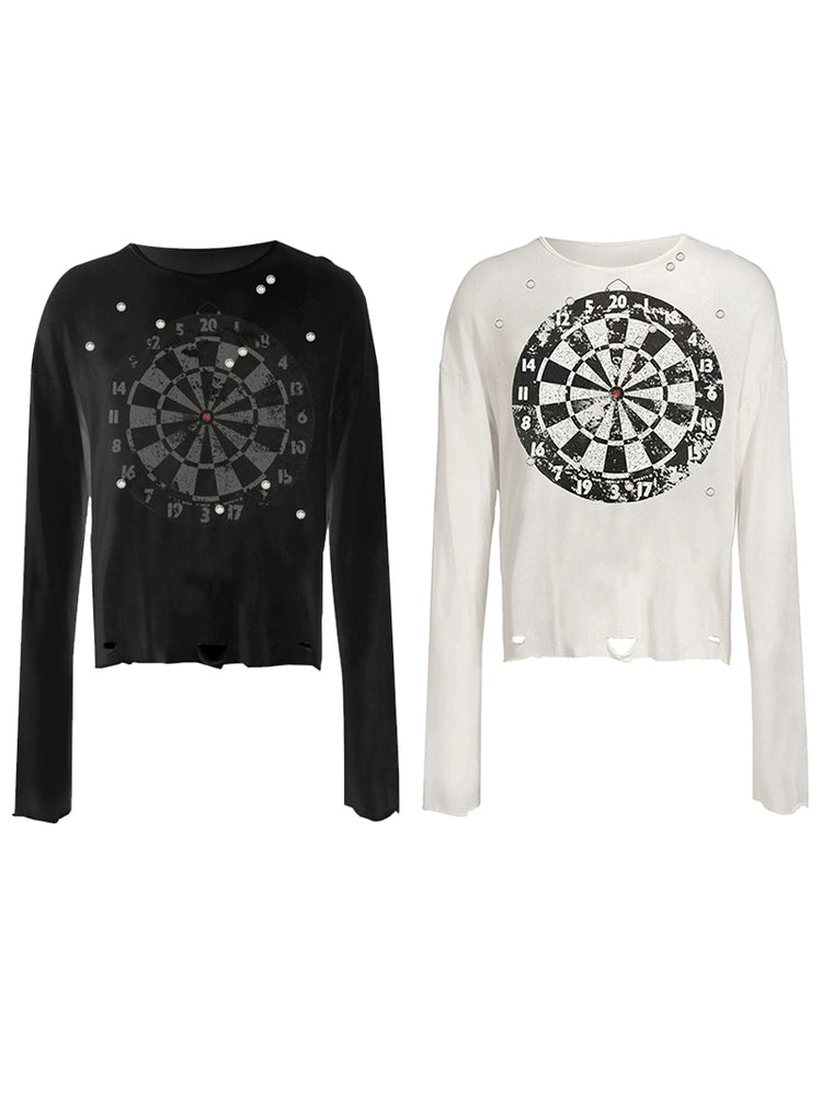 Graphic Letter Damage Long Sleeve T-shirt WN20911