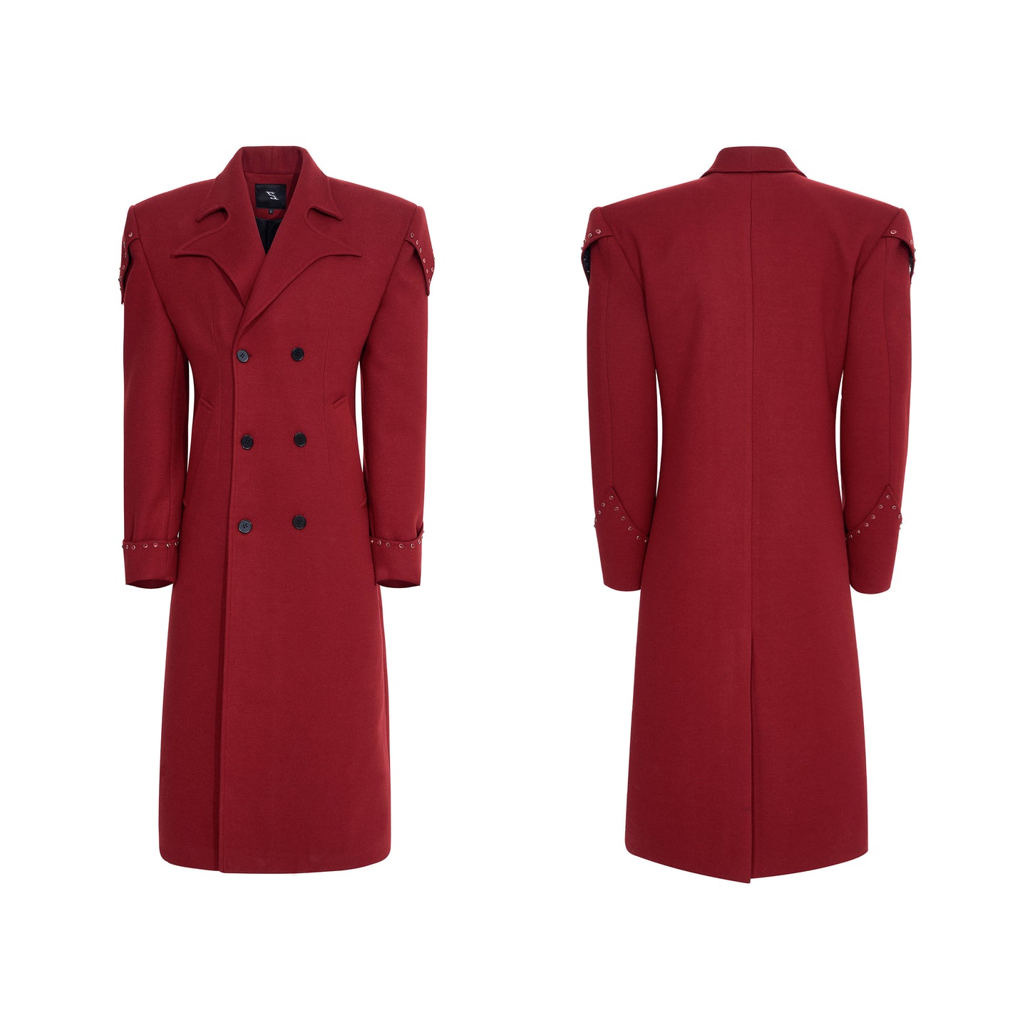 Studs Design Double-Breasted Lapel Coat WN22687