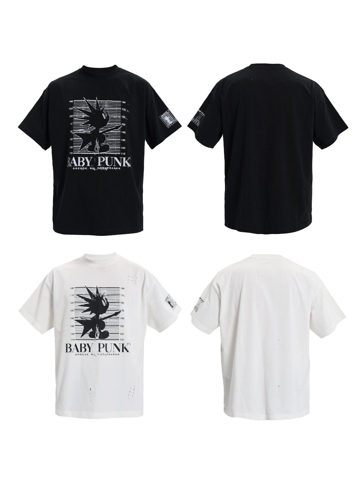 Graphic Design Washed Damage Short Sleeve T-Shirt WN17217