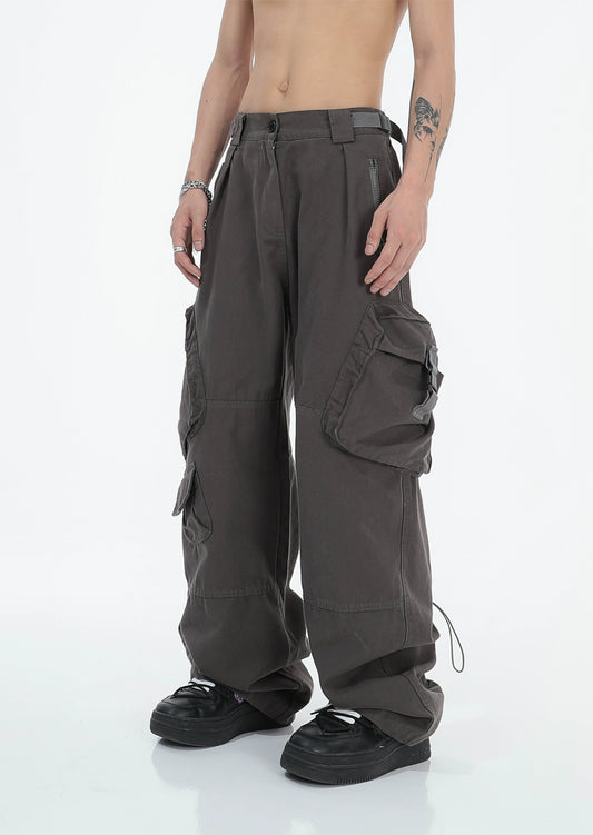 Large Pocket Casual Wide-Leg Workwear Pants WN5699