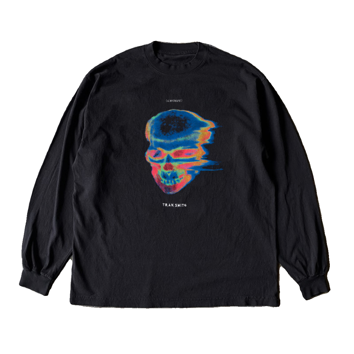 Neon Skull Print Vintage Digital Print Long Sleeve T-Shirt WN16423