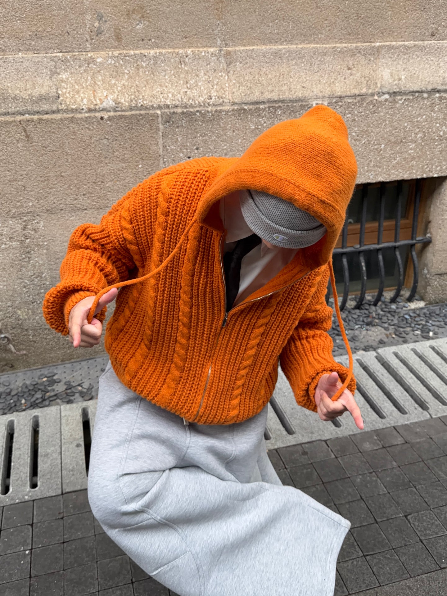 Twist Knit Hooded Oversize Knit Cardigan WN24364