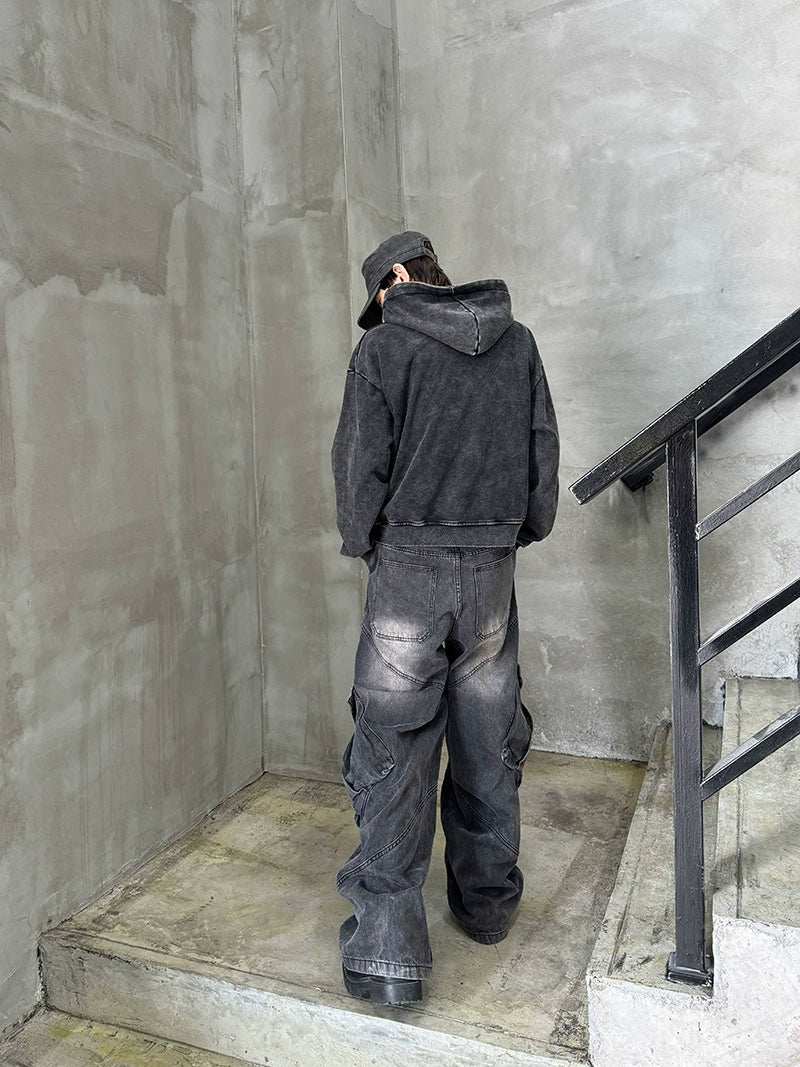 Washed Oversize Zipper Hoodie WN21165