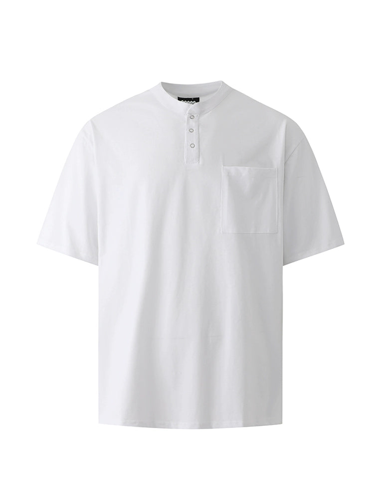 Henley Neck Oversize Short Sleeve T-Shirt WN20268