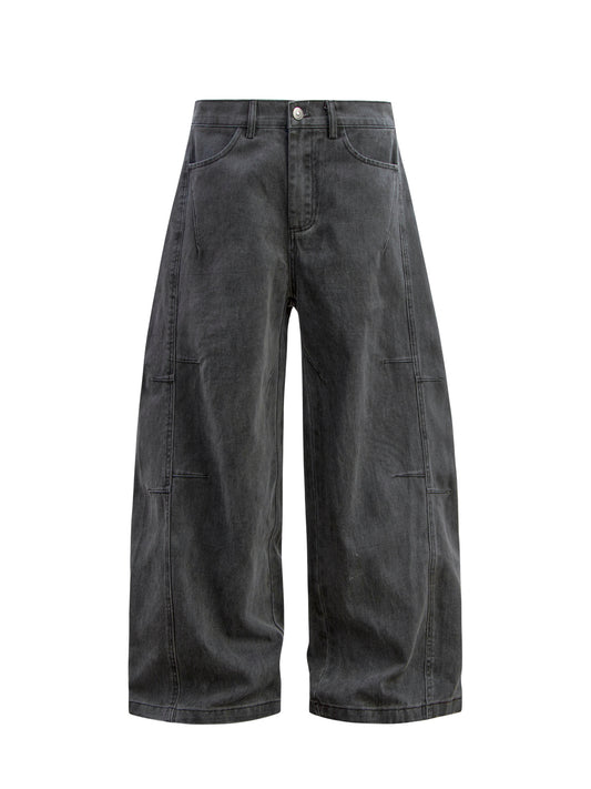 Washed Panel Wide Leg Denim Jeans WN26189