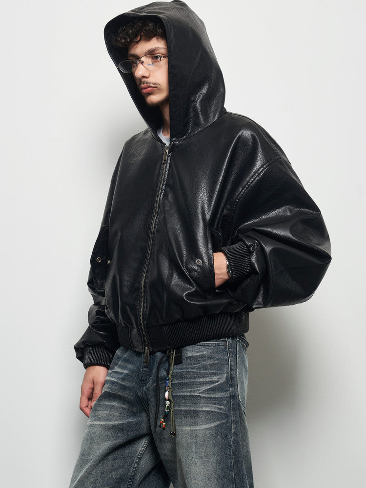 Glossy Embossed PU Leather Jacket WN22932