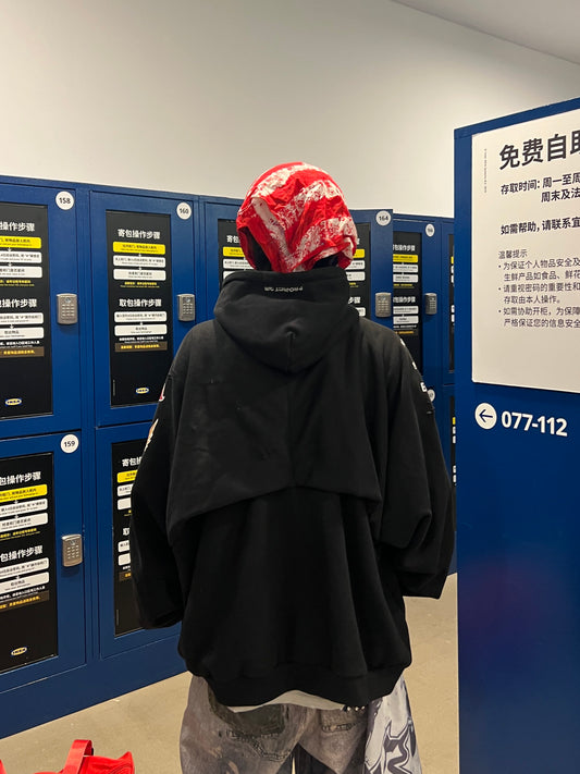 Graphic Print Embroidery Oversize Zipper Hoodie WN24033