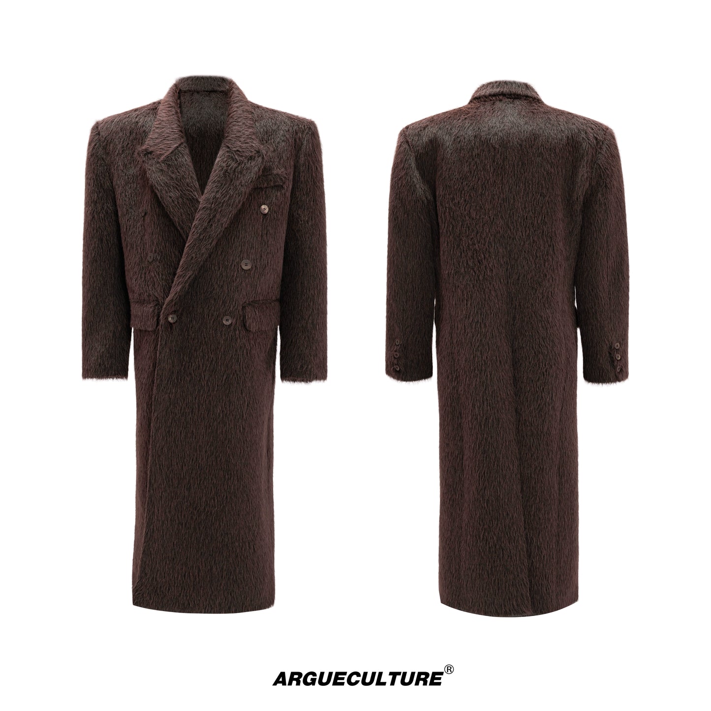 Double-Breasted Shoulder-Pad Long Coat WN21732