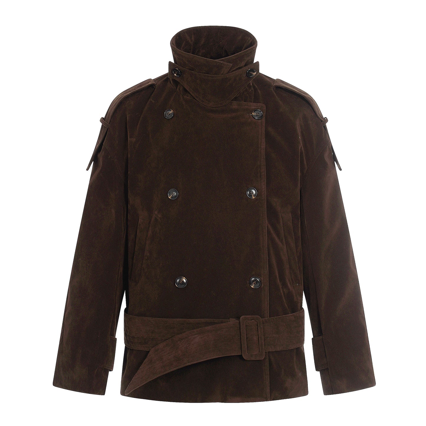 Suede Mid-Length Lapel Padded Jacket WN22843