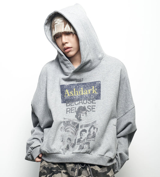 Letter Print Washed Cropped Hoodie WN22969