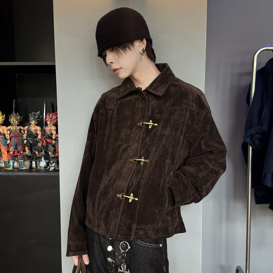 Toggle Closure Suede Short Jacket WN22955