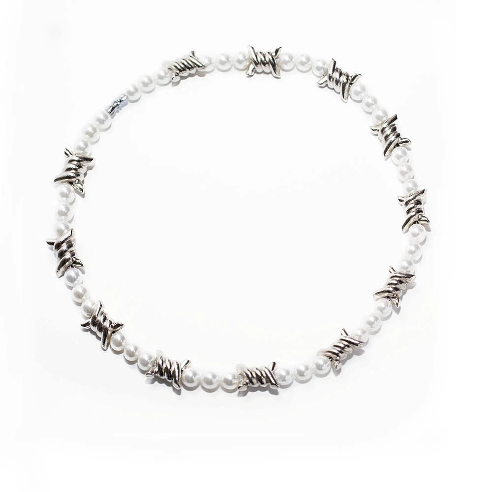 Barbed Wire Pearl Necklace WN21112