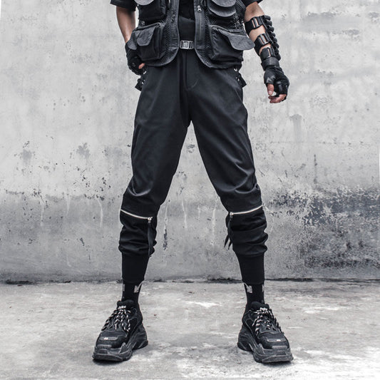 Drawstring Knee Zipper Functional Cuffed Cargo Pants WN22475