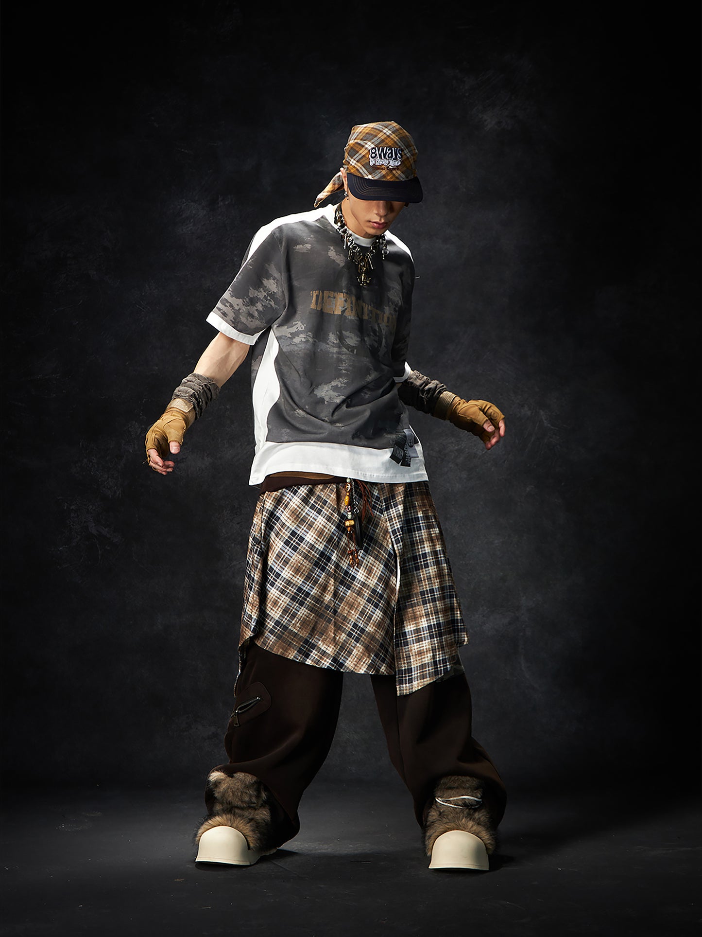 Camouflage Letter Print Oversize Short Sleeve T-Shirt WN15260