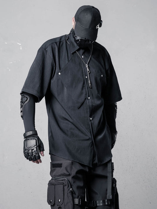 Asymmetric Deconstruct Short Sleeve Shirt WN22501