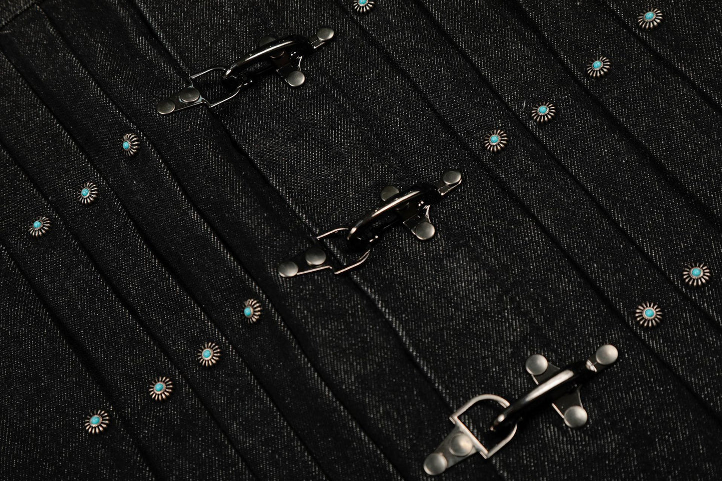Raw Denim Pleats Metal Buckle Jacket WN26042