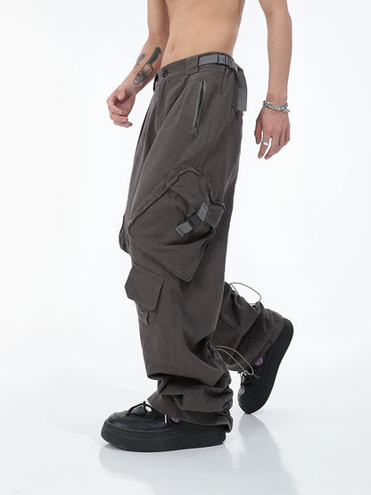 Large Pocket Casual Wide-Leg Workwear Pants WN5699